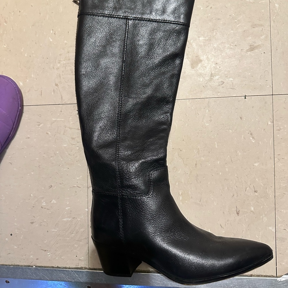 Black Leather Knee-High Boots